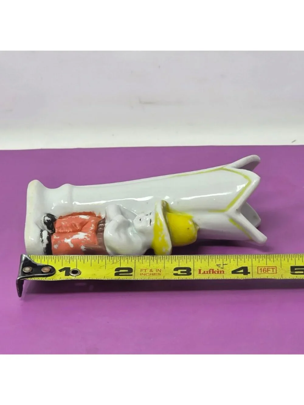 Vintage Hand-Painted Ceramic Bud‎ Vases With Boy & Dog Designs Tall Set Of 2